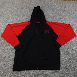 VINTAGE Tapout Sweater Mens XXL 2XL Red Black MMA Zip Sweatshirt Hoodie Y2K Men